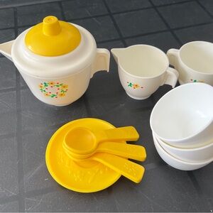 Vintage Fisher-Price White and Yellow Tea Set - Partial set.